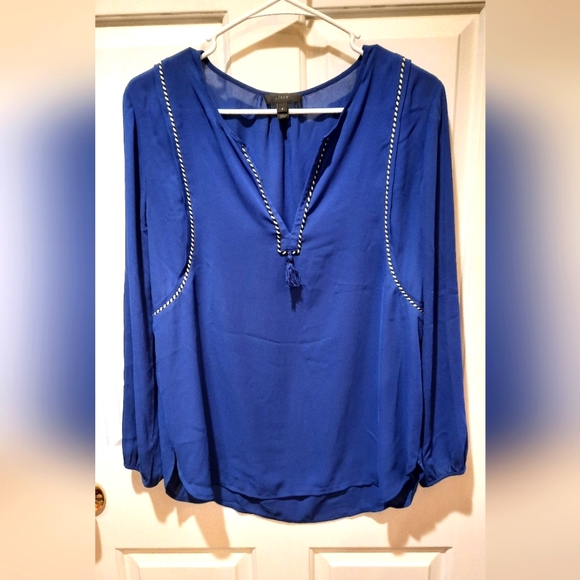 J. Crew Blue Flowy Lightweight V-Neck Blouse size 4 - Picture 12 of 14
